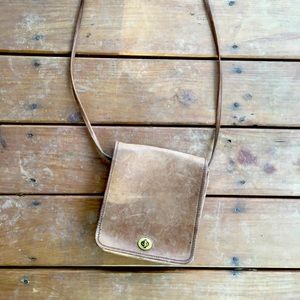 COACH VINTAGE LIGHT TAN LEATHER CROSSBODY, SHOULDER FLAP BAG